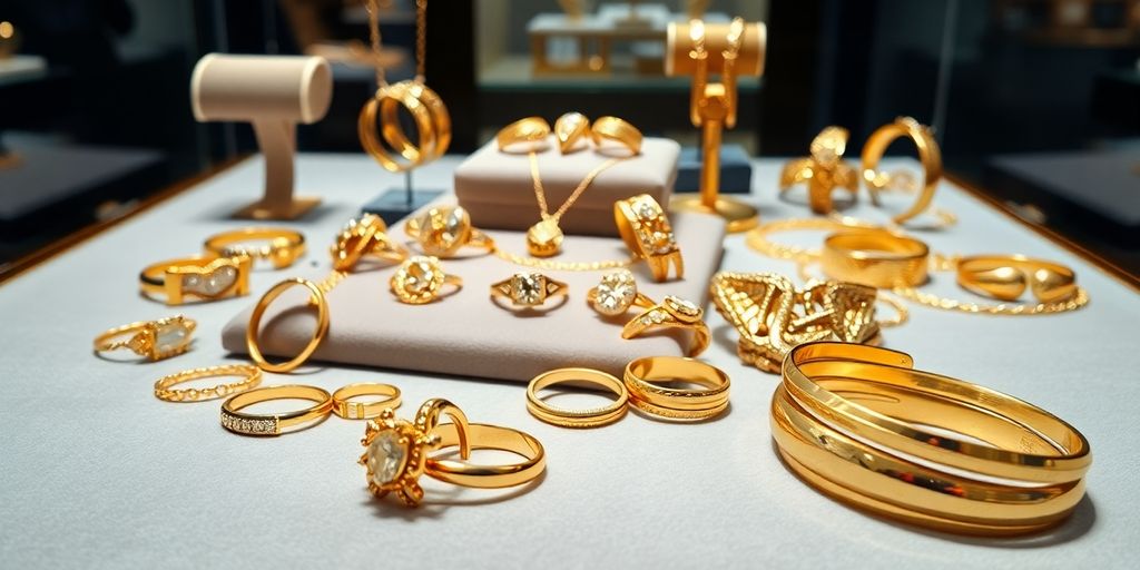 Bijoux en or élégants sur un fond en velours.