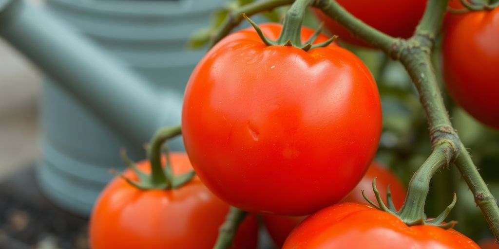 Geplatzte Tomaten mit Gießkanne