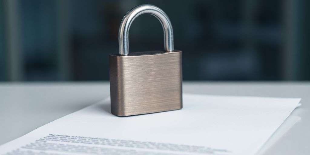 Privacy policy document with a lock.