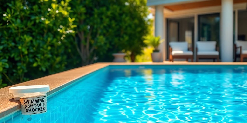 Sparkling blue Aussie pool, shock treatment