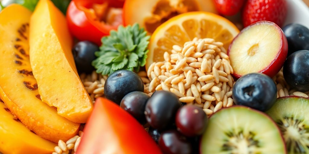 Person enjoying a plate of colorful, healthy food.