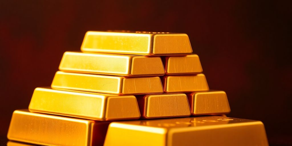 Shiny stacked gold bars