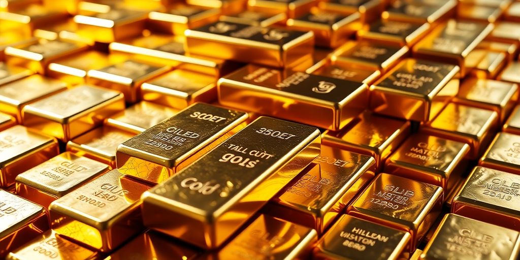 Lingots d'or brillants dans une pile.