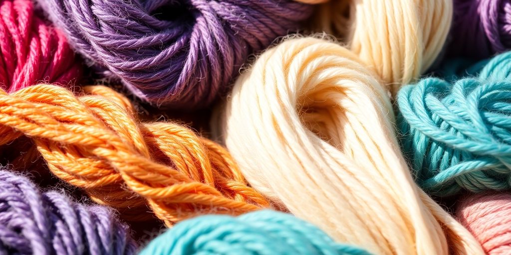 Colorful yarn bundles with different textures