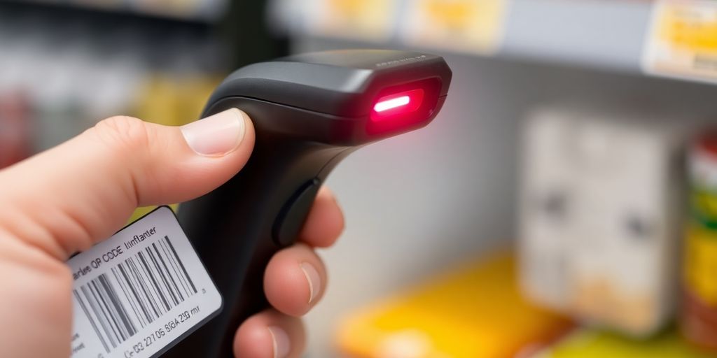 Hand scant product met USB-barcodescanner