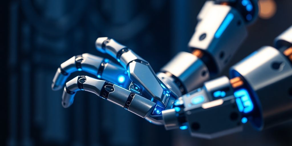 Robot arm controlling financial markets.