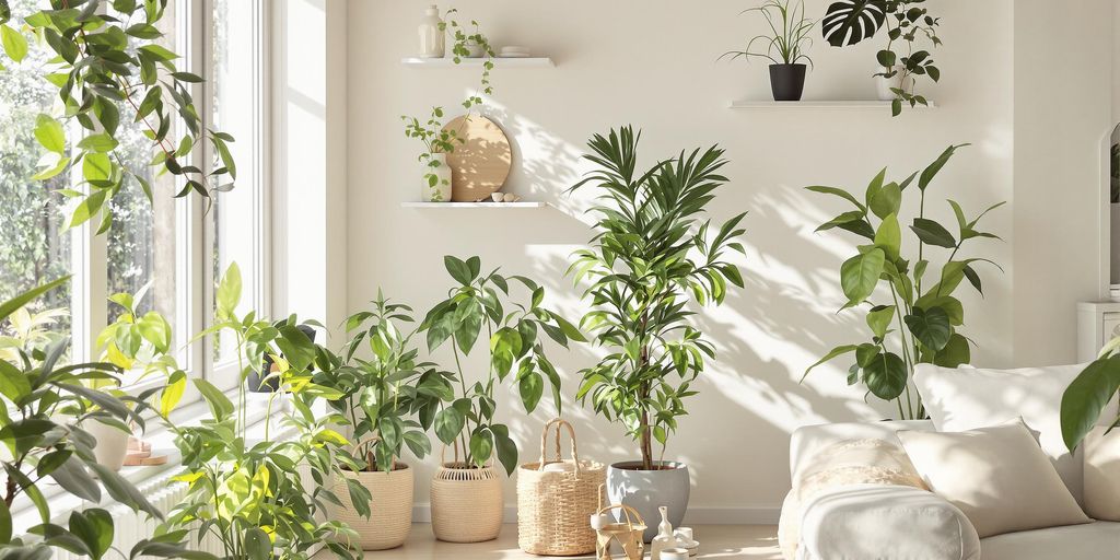 Bright, clean home interior with green plants and light.