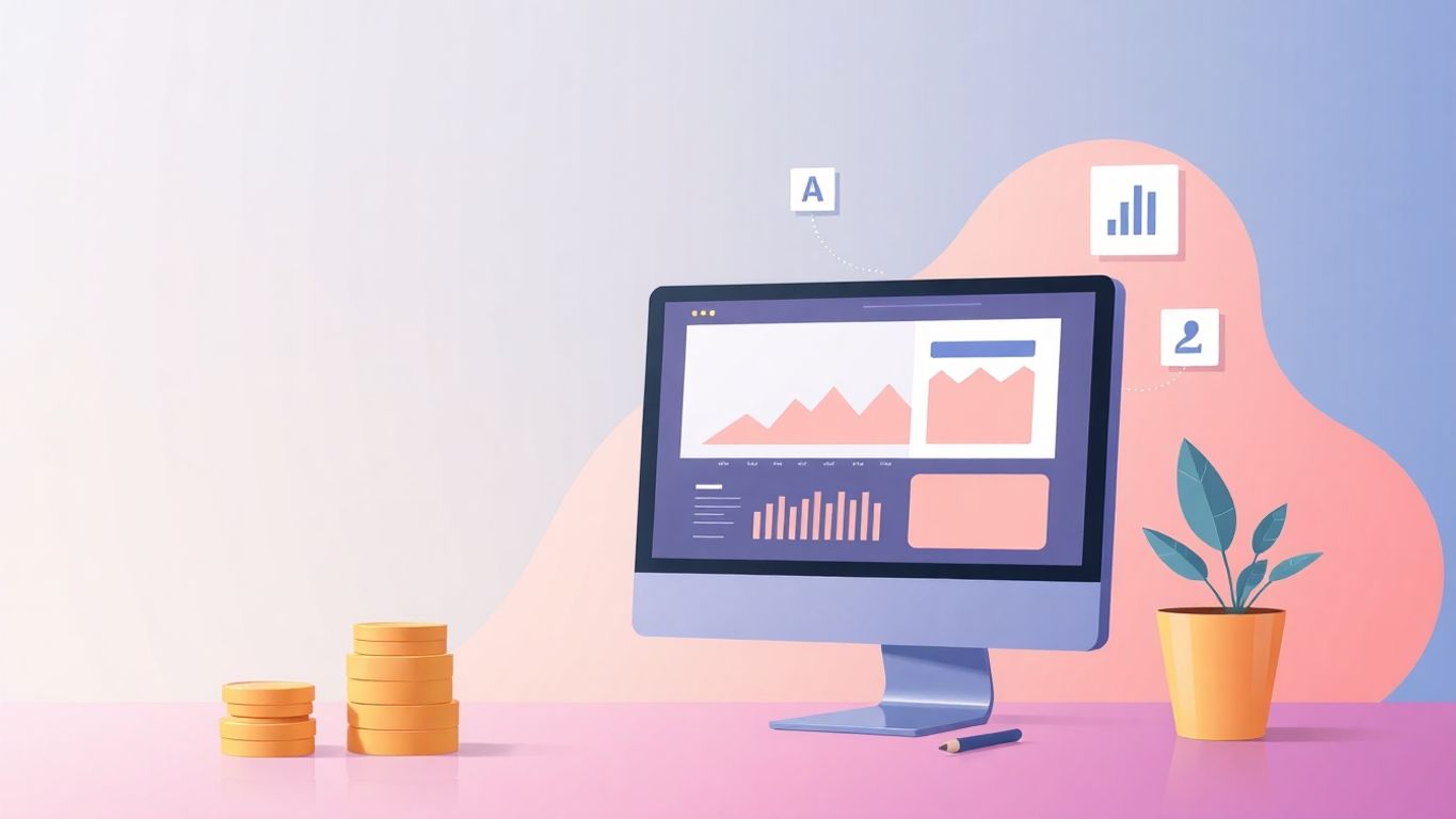 Illustrasjon av digital markedsføring og annonsekampanjer.