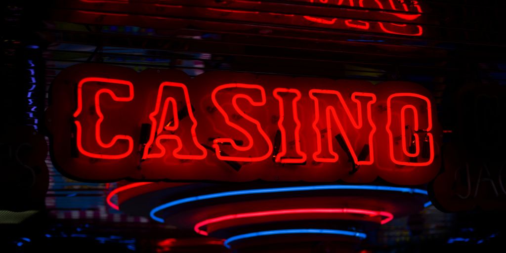 red Casino neon sign turned on