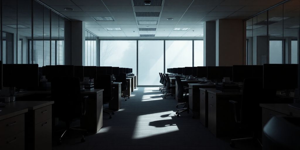 Empty office space indicating Hasbro layoffs impact.