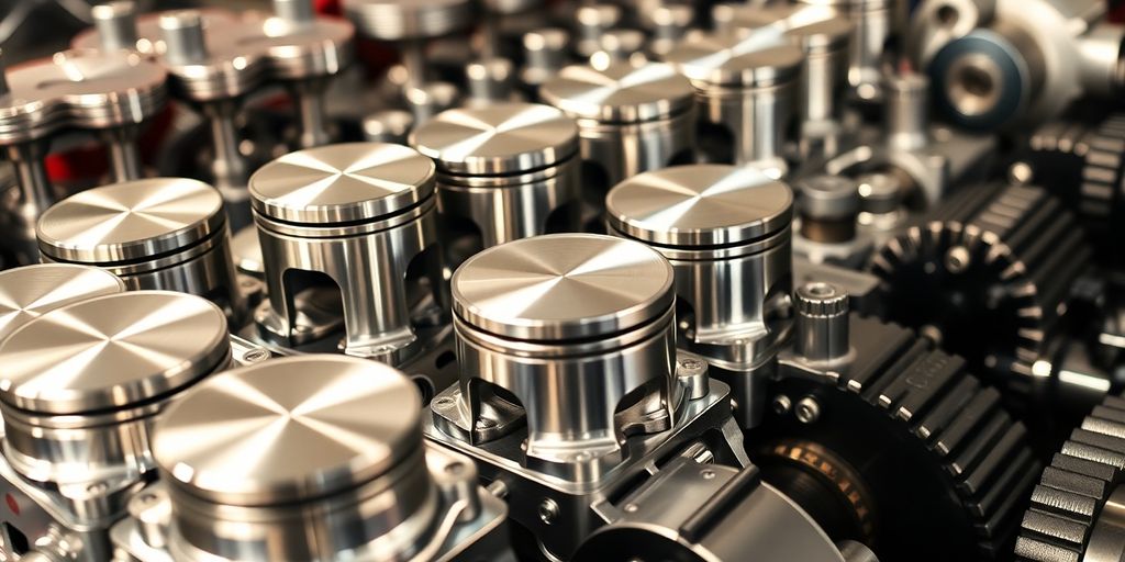Fiat engine parts laid out on a clean surface.