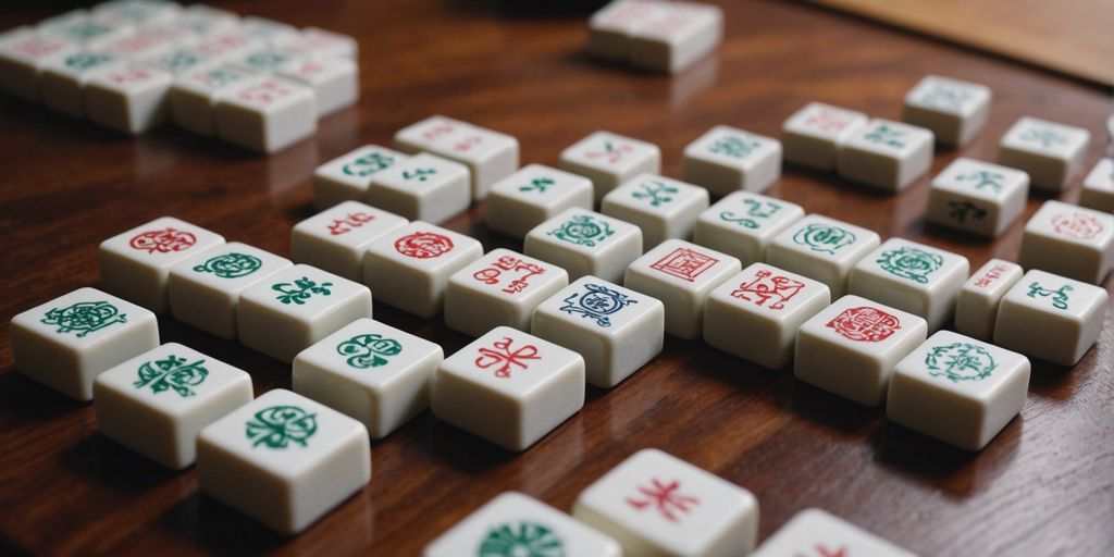 Mahjong tiles on a table, essential for beginners to learn.