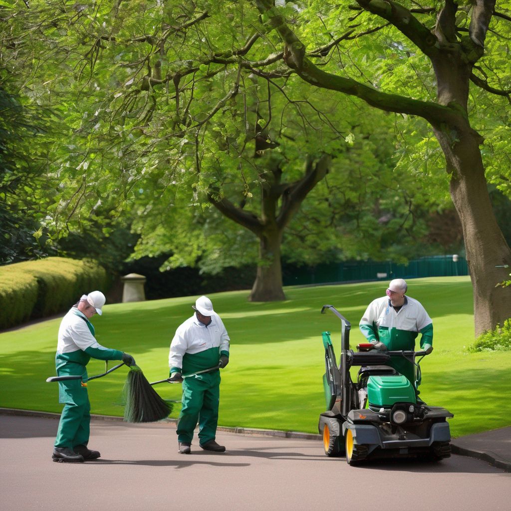 grounds maintenance workers in London park
