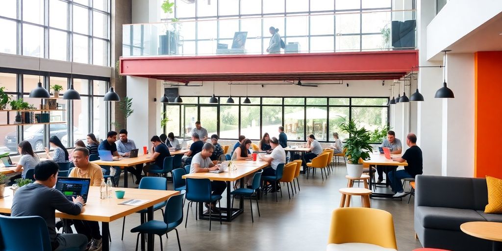 Bright coworking space at PenBrothers in Manila.