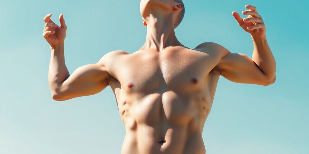 Person standing tall, strong, reaching for the sky.