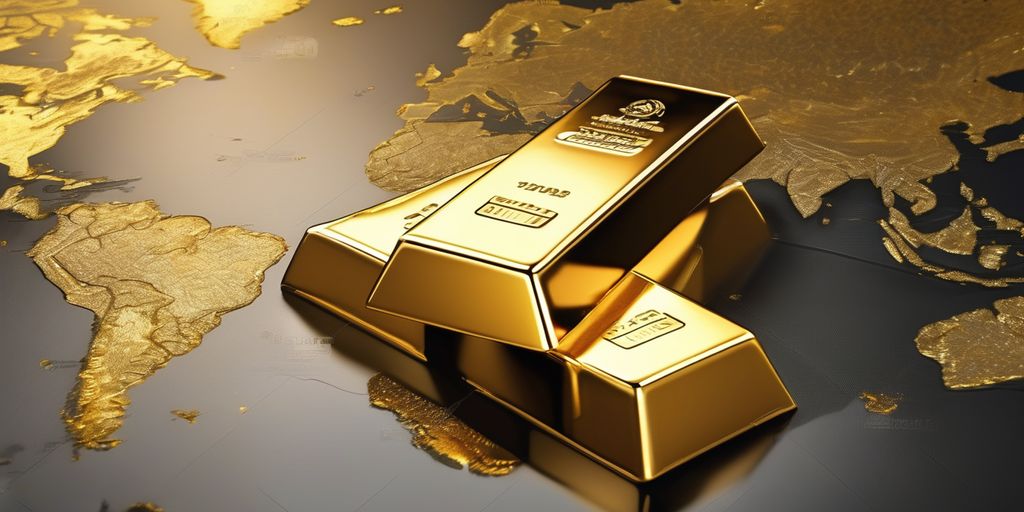 gold bars with world map background