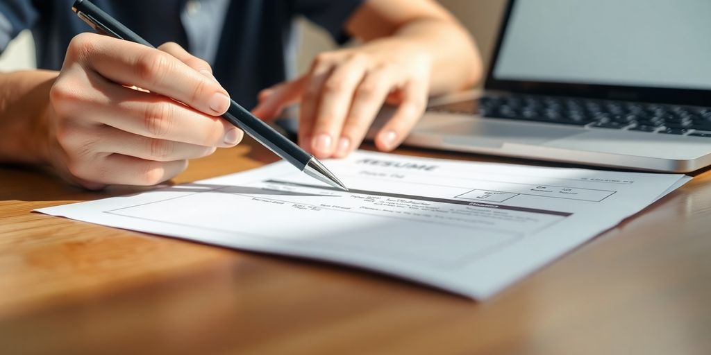 Teenager writing a resume at a desk.