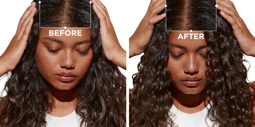 Before and after comparison of hair treatment or styling.