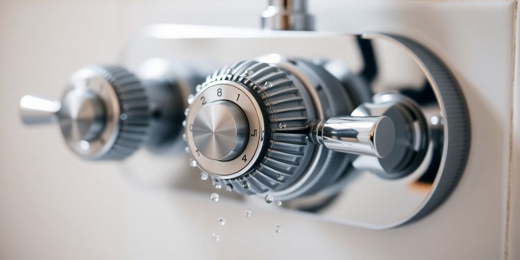 Sleek chrome thermostatic bath shower mixer.