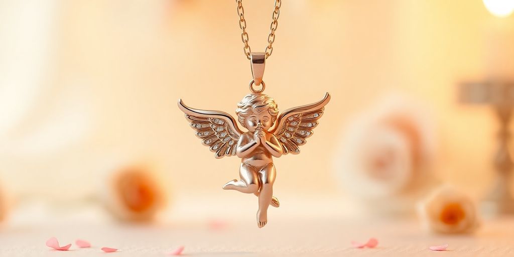 Close-up of a stunning Cupid necklace with elegant design.