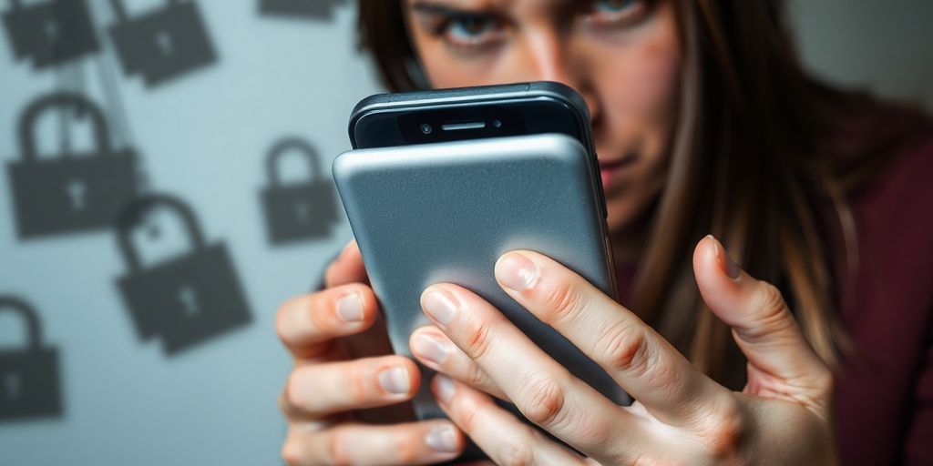 Person worried about identity theft and stalking risks.