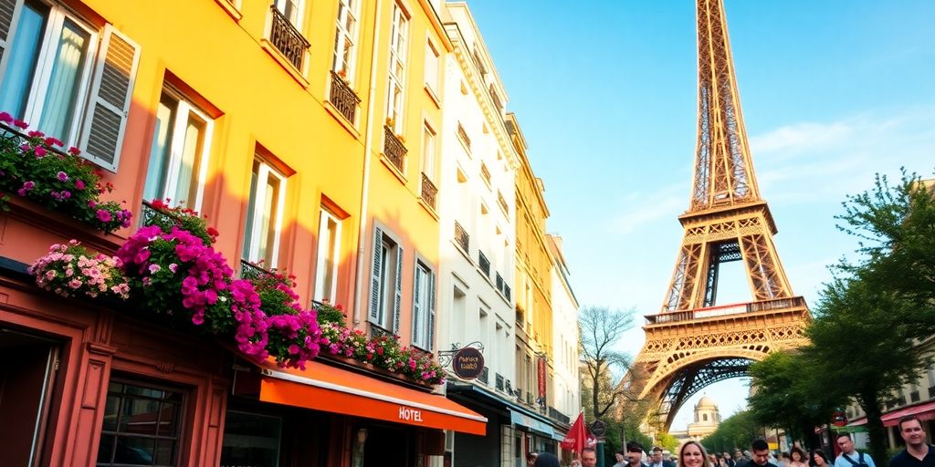 Hôtel parisien avec vue Tour Eiffel