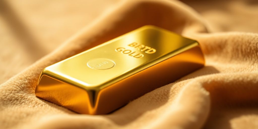 Barre d'or sur un tissu en velours.