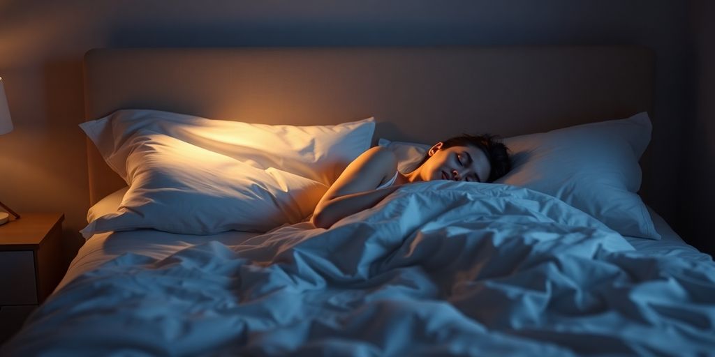 Person peacefully sleeping in a comfortable bed.