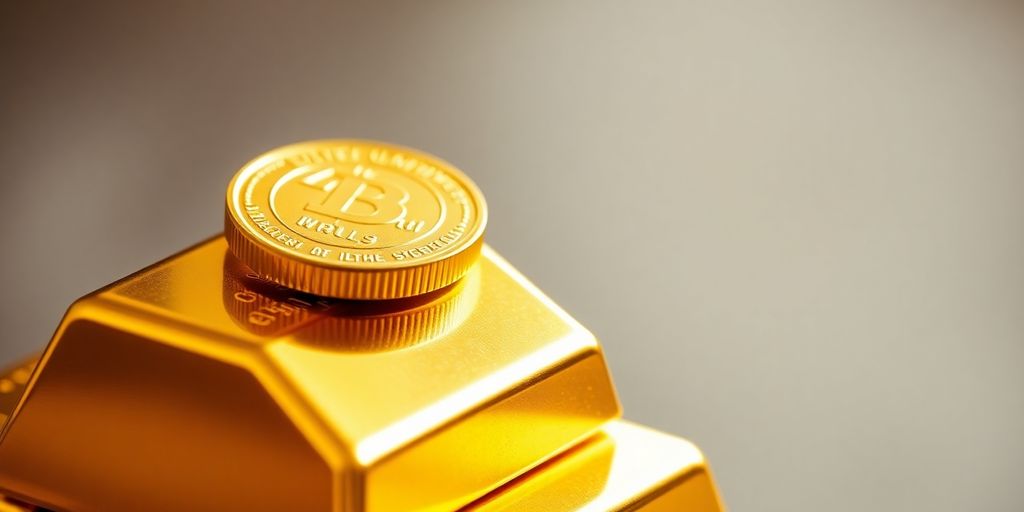 Lingots d'or empilés, pièce d'or brillante