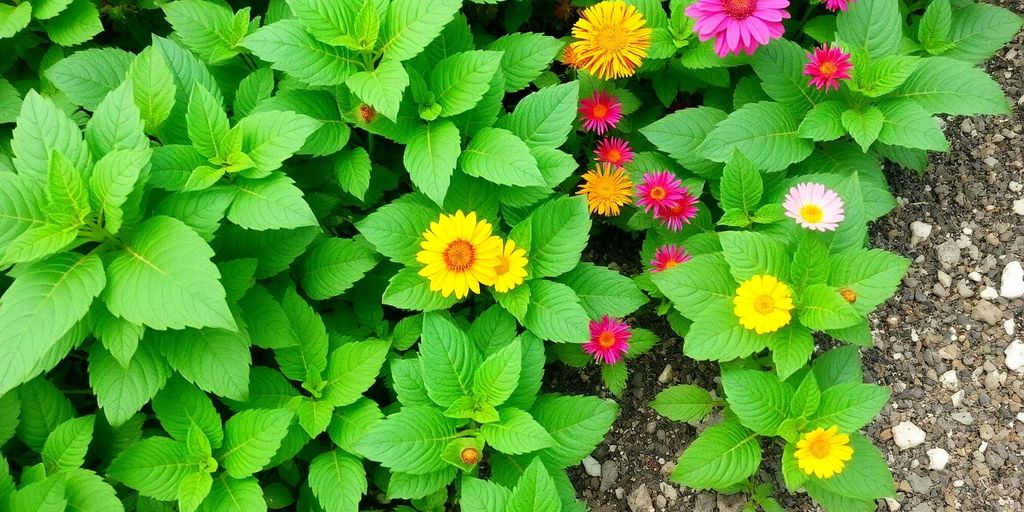 Garten zeigt gesunde Pflanzen vor Schnecken.