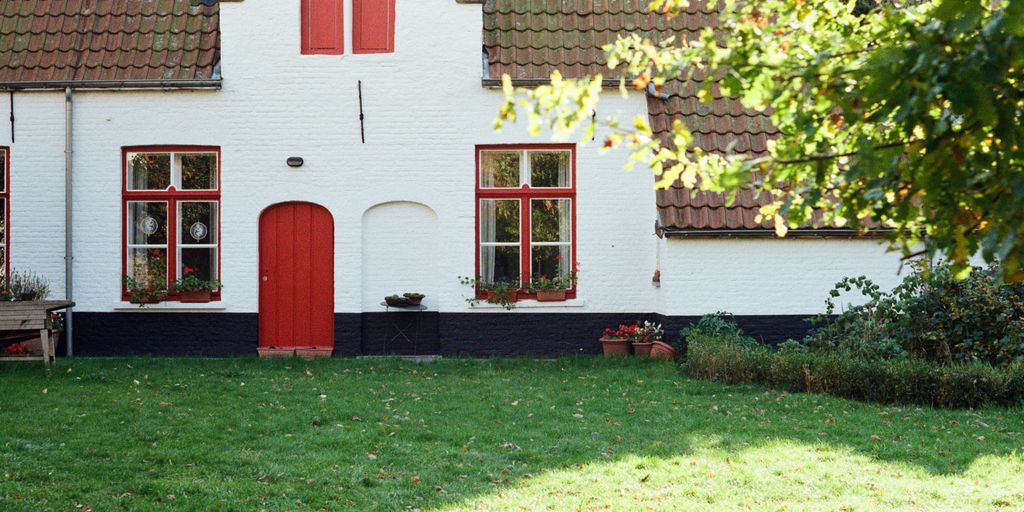house and lawn during day