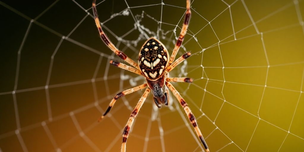 Păianjen pe o pânză, detalii clare și realiste.