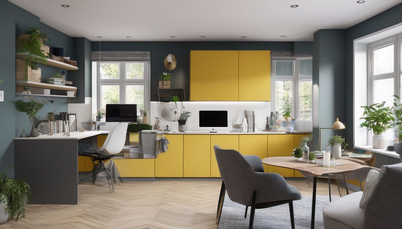 house and office refurbishment, budget-friendly, modern interior design, before and after transformation, workspace and living space