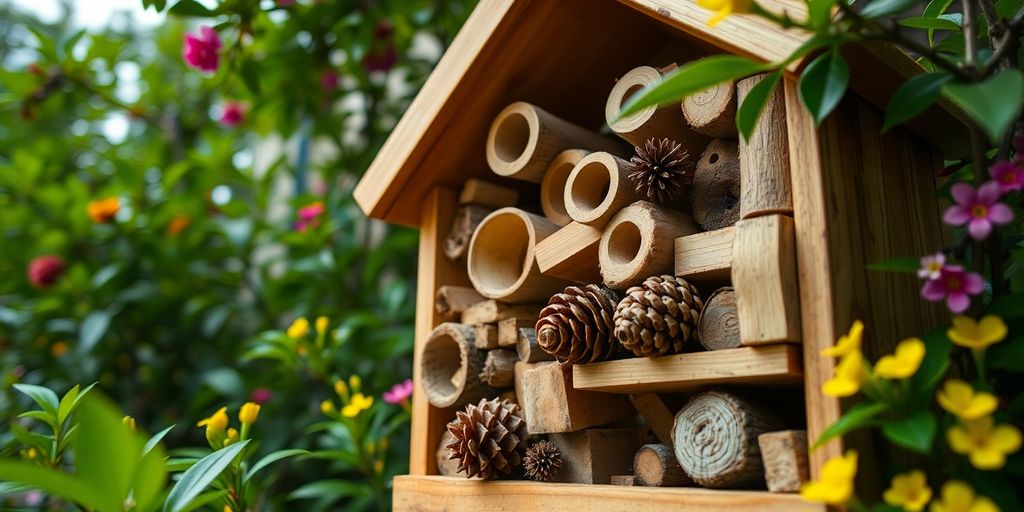 Insektenhotel im grünen Garten