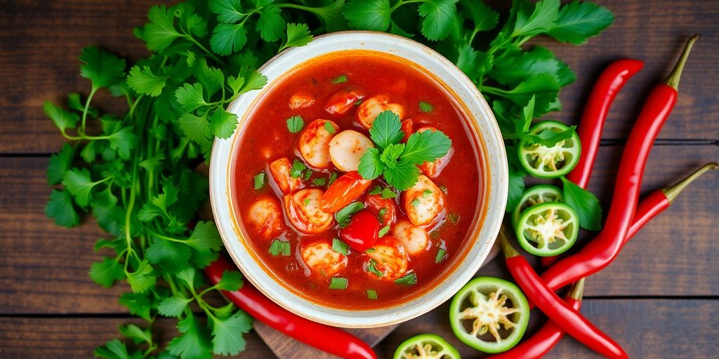 น้ำจิ้มซีฟู้ดสีสันสดใสพร้อมเครื่องเคียง