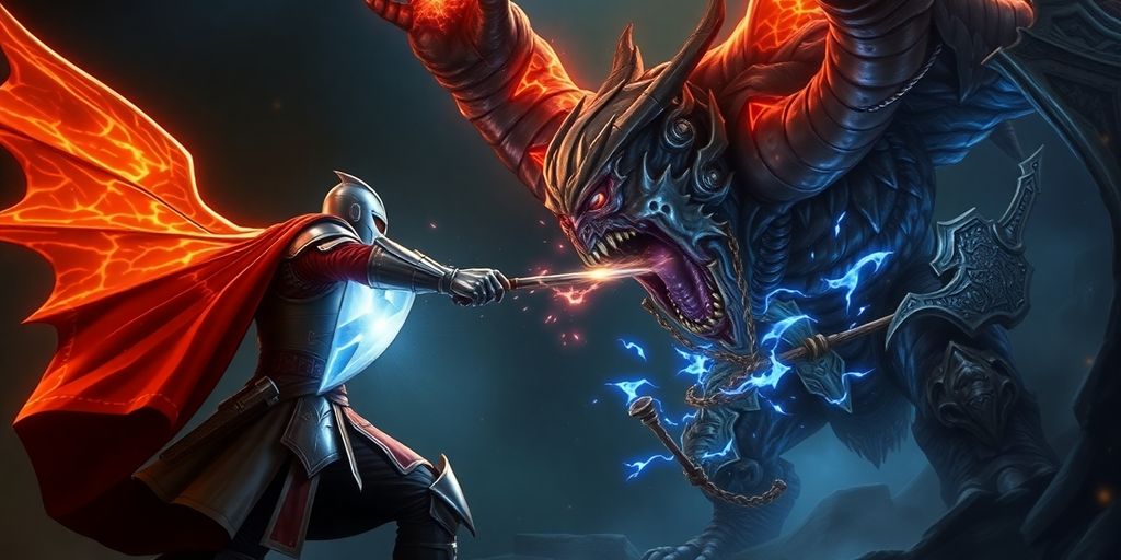 Intense battle scene from a fantasy RPG.