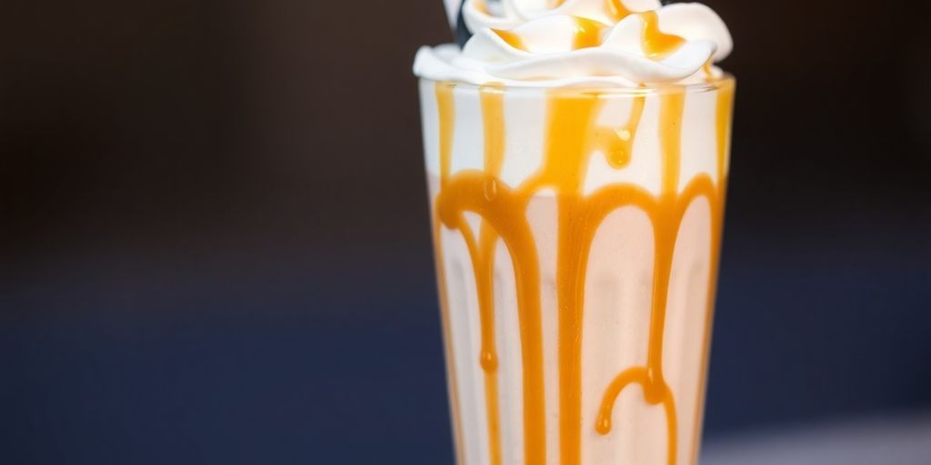 Iced frappe with caramel sauce.