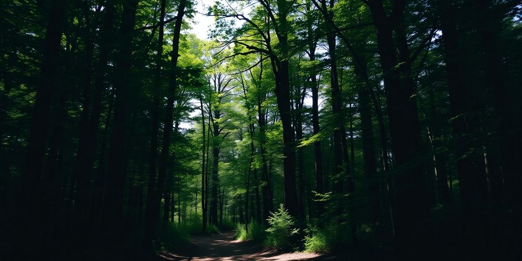 Forêt de Bouskoura, arbres verts et sentier