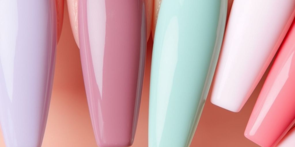 Unhas de acrílico coloridas em leque