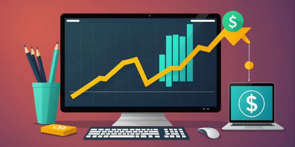 Graph showing upward trend and dollar sign