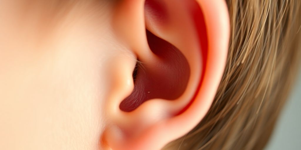 Kişinin kulağının yakın çekim fotoğrafı.