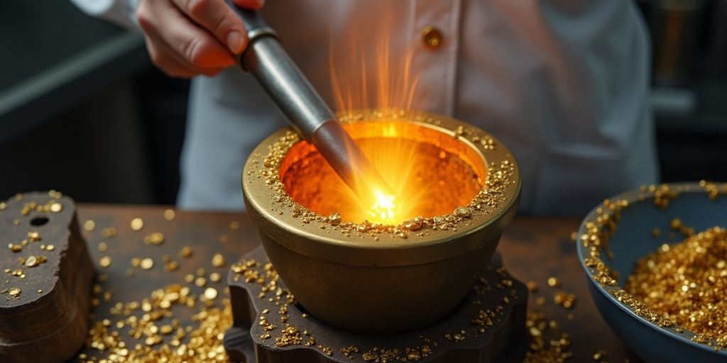 Processus de fusion de l’or dentaire en laboratoire.