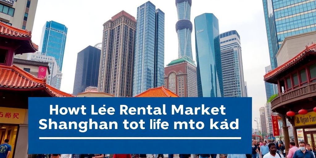 Shanghai cityscape with skyscrapers and traditional architecture.