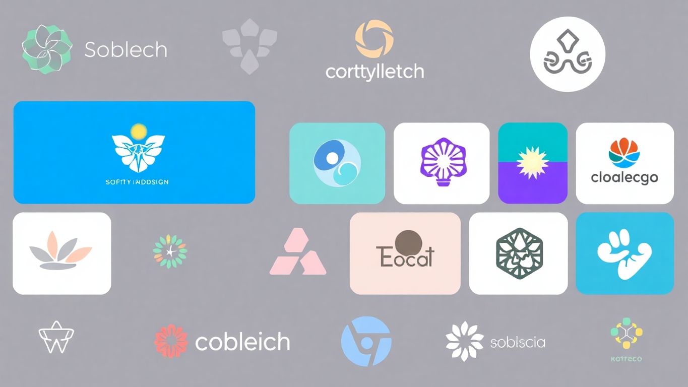 Moderne logo design med myke farger og enkle detaljer.