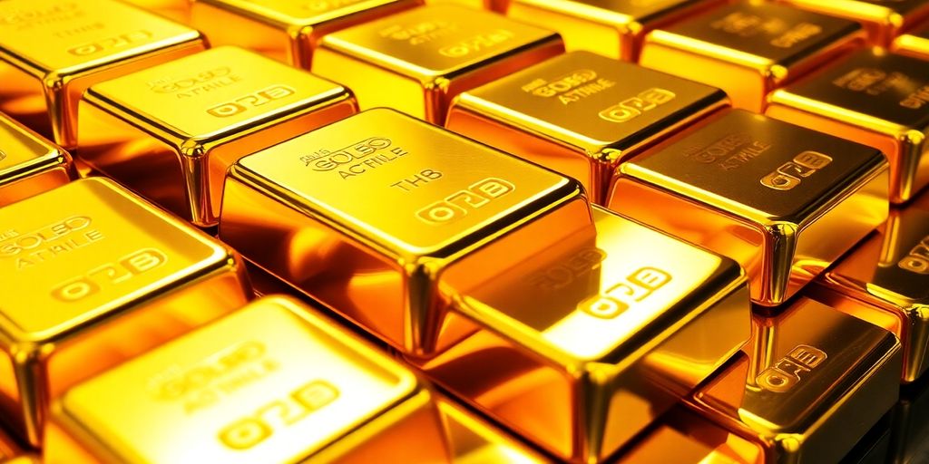 Lingots d'or dans une chambre forte.