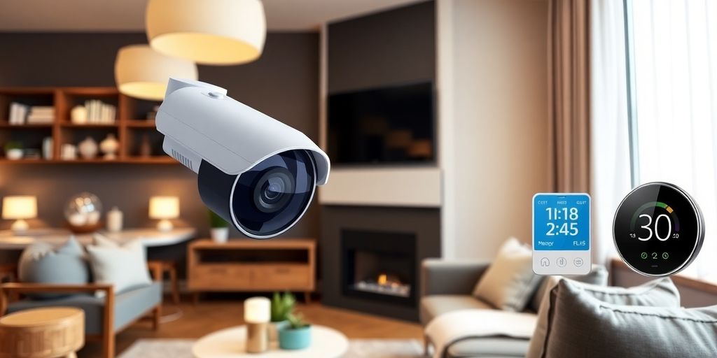 Smart home with CCTV and connected devices.
