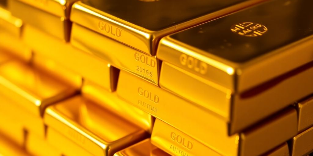 Des barres d'or brillantes empilées élégamment.