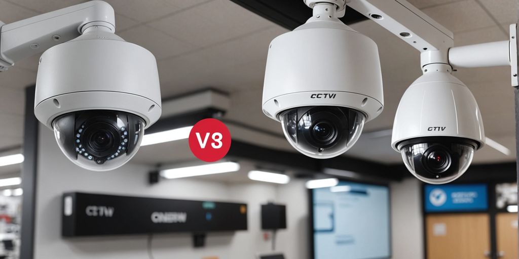 Analogue and IP CCTV cameras side by side.