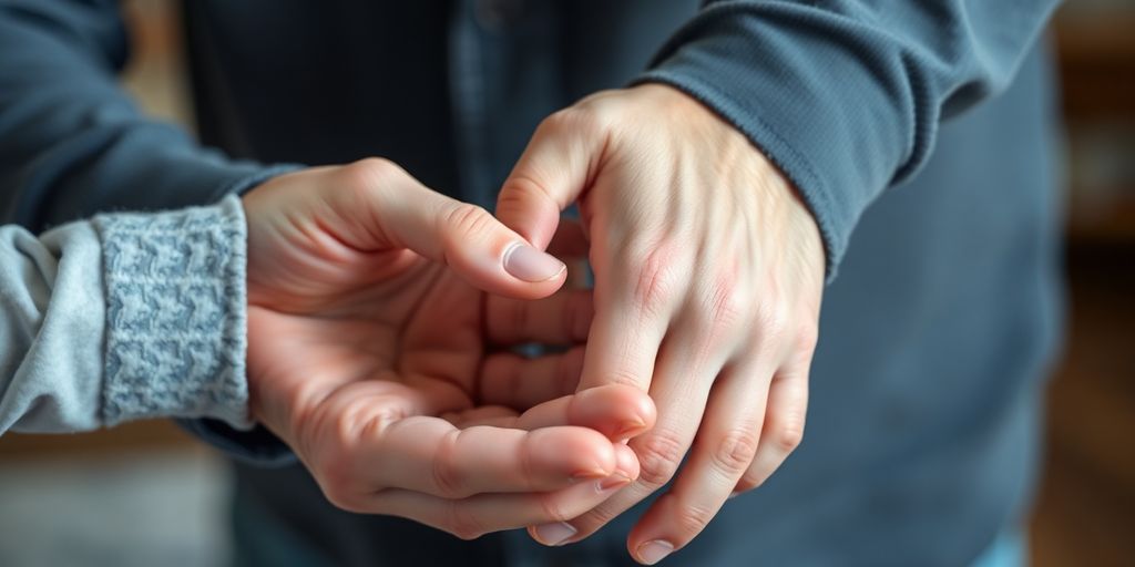 Father and child hands touching.