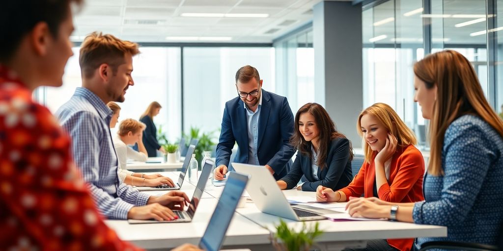 Diverse public servants collaborating in modern Australian offices.